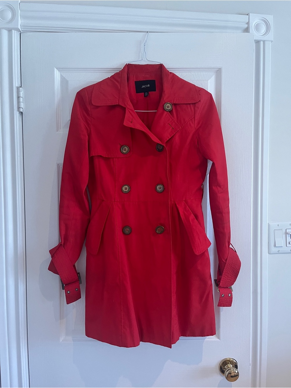 Jacob Red Double-Breasted Trench Coat